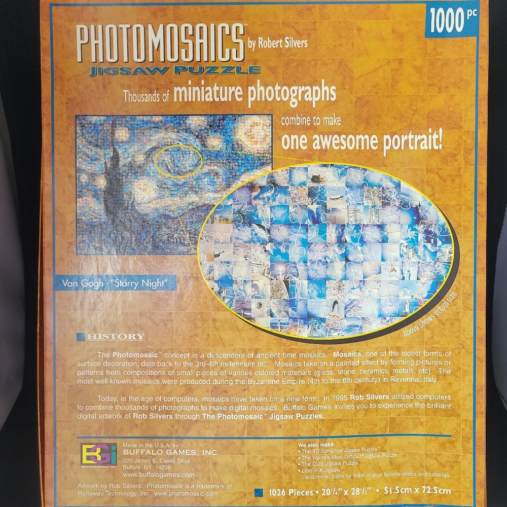 NOB Robert Silvers Photomosaics 1000 PC Puzzle - Van Gogh "Starry Night" - NIB - Picture 4 of 9